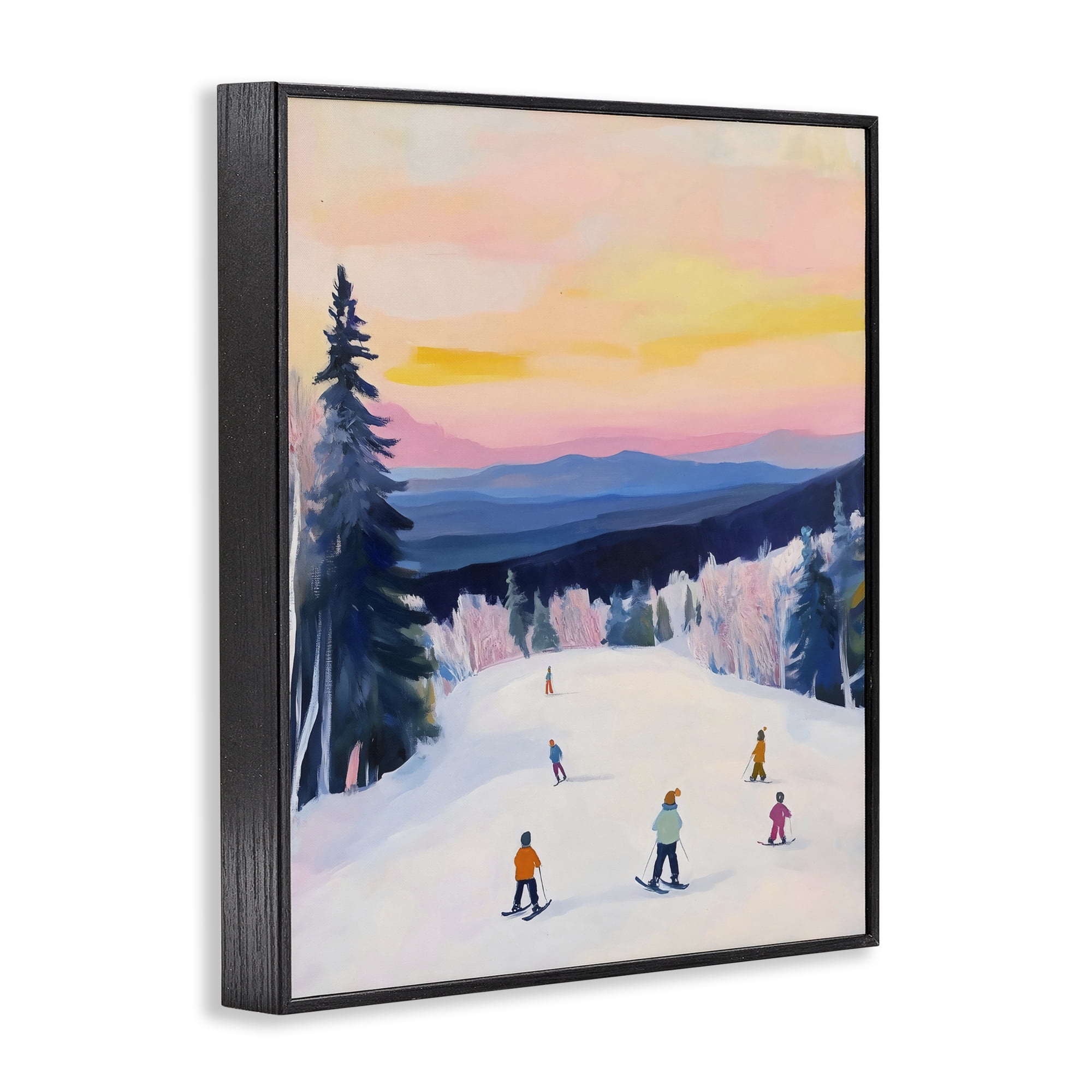 Stupell Industries Snowy Mountain Skiers at Sunset Black Framed Giclee Art, design by The Prints Vibe