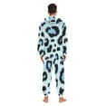 thumbnail image 7 of Blue Black Leopard Skin Print Adult's Hoodie Onesie Jumpsuit One-Piece Pajamas with Zipper Unisex for Holiday XL, 7 of 7