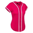 thumbnail image 2 of Gbsyewxs Womens Tops Crew Neck Short Sleeve Patchwork Baseball Soft Summer T Shirts For Women Hot Pink, 2 of 5