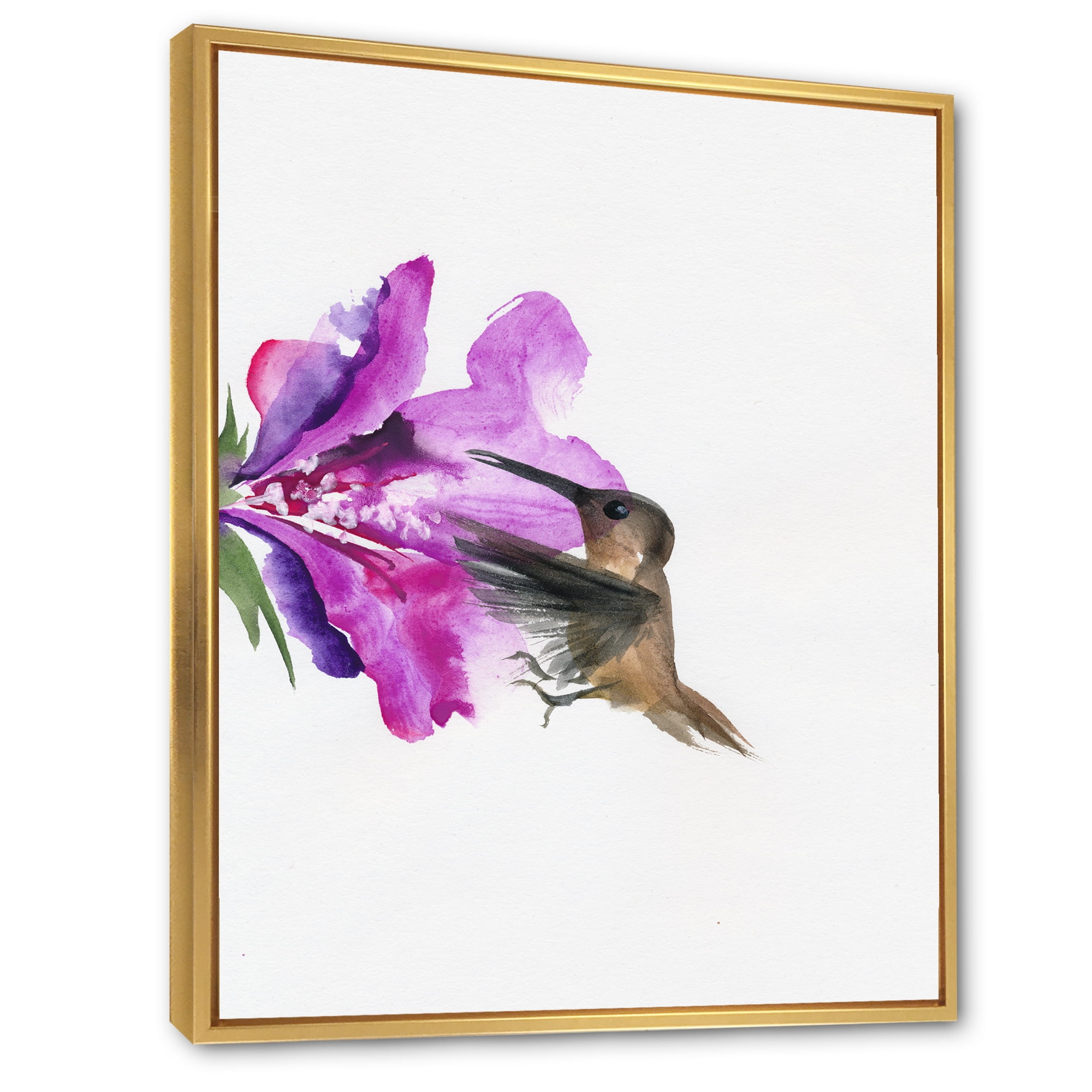 Designart 'Purple Fuchia VIntage Flower' Traditional Framed Canvas Wall Art Print