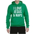 thumbnail image 2 of Wild Bobby, I Love Jesus & Naps Inspirational/Christian Unisex Graphic Hoodie Sweatshirt, Kelly, Large, 2 of 6
