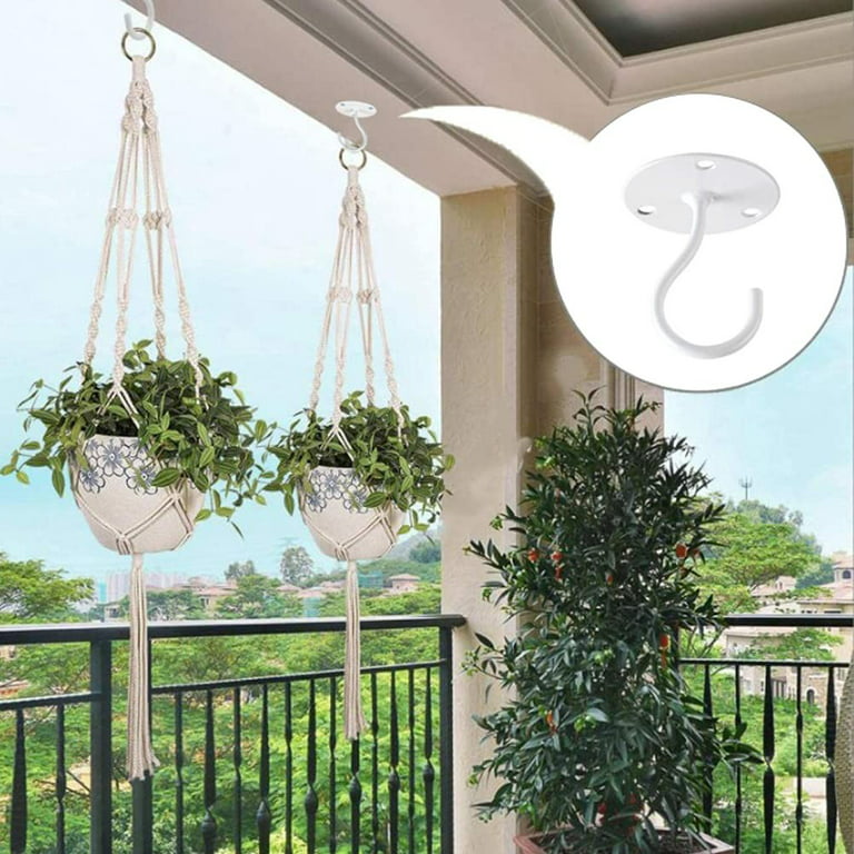 Mduoduo Pack of 2 Ceiling Hooks for Hanging Plants, Heavy Duty Wall Hooks  for Hanging with Screws, Metal Wall Bracket, Plant Hooks Garden Plant  Hanger
