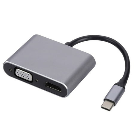 USB C to HDMI VGA Adapter 4K@30Hz USB C 2 in 1 Adapter Double Monitor Output Heat Dissipation For Laptop Smartphone
