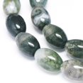 thumbnail image 3 of Natural Moss Agate Beads Strands Dyed & Heated Rice 11.5~12x7.5~8mm Hole: 0.7mm 33 pcs/Strand 15.55 inch(39.5 cm), 3 of 3
