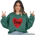 thumbnail image 4 of pimelu Sweatshirt for Women Womens Crewneck Sweatshirt Valentine's Day Fashion Heart Graphics Love Letter Print Pullover Blouses Ladies Loose Crewneck Long Sleeve Sweater Tops, 4 of 6