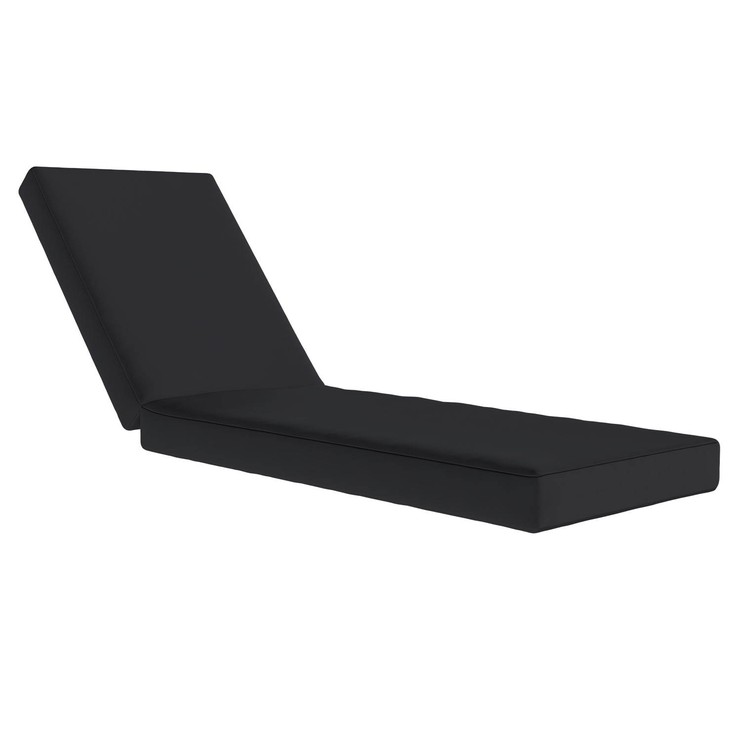 BaPiPro Black Outdoor Chaise Lounge Cushion, Waterproof Patio Lounge Chair Pad with High-Density Foam, Removable Cover & Secure Ties for Poolside, Garden & Patio