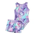 thumbnail image 3 of Sholeno Girls Gymnastics Leotards Matching Shorts Set 2 Piece Dance Tumbling Bodysuits Activewear Colorful Shadow 10, 3 of 7