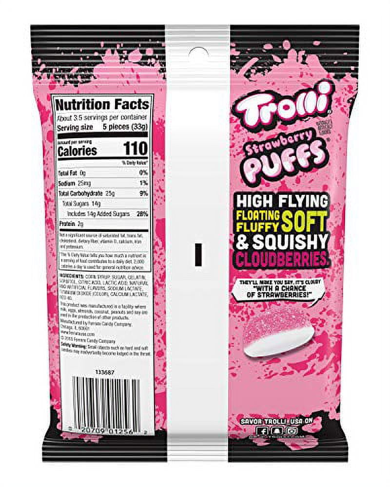 (3 pack) Trolli Strawberry Puffs Gummy Candy, 4.25 Oz., 12 Count