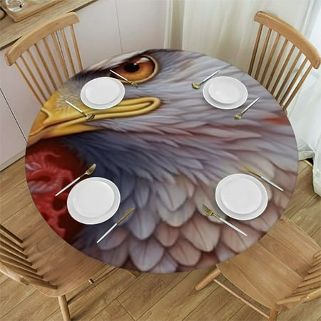 

Ullo0ord Eagle Flower Round Fitted Tablecloth with Elastic Edge Fitted Table Cloth for Round Table Circular Table Cover Waterproof Wipeable Round Elastic Table Cloth 42 -46