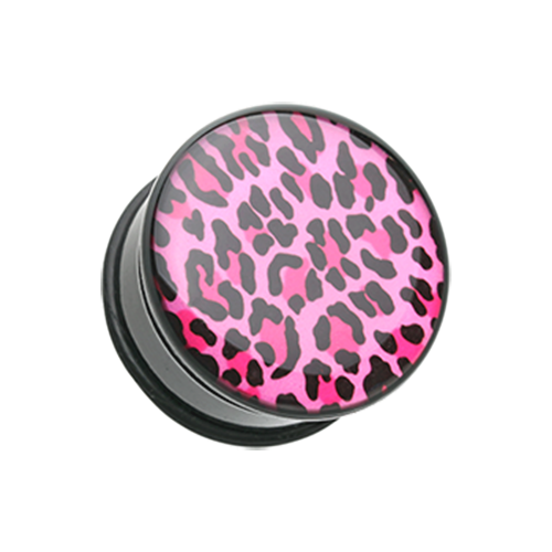 Roseate Pink Leopard Print Single Flared Ear Gauge Plug