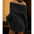 thumbnail image 4 of Women'S Off the Shoulder Sweater Oversized Batwing Sleeve Loose Pullover Sweaters Tops Black XL, 4 of 10