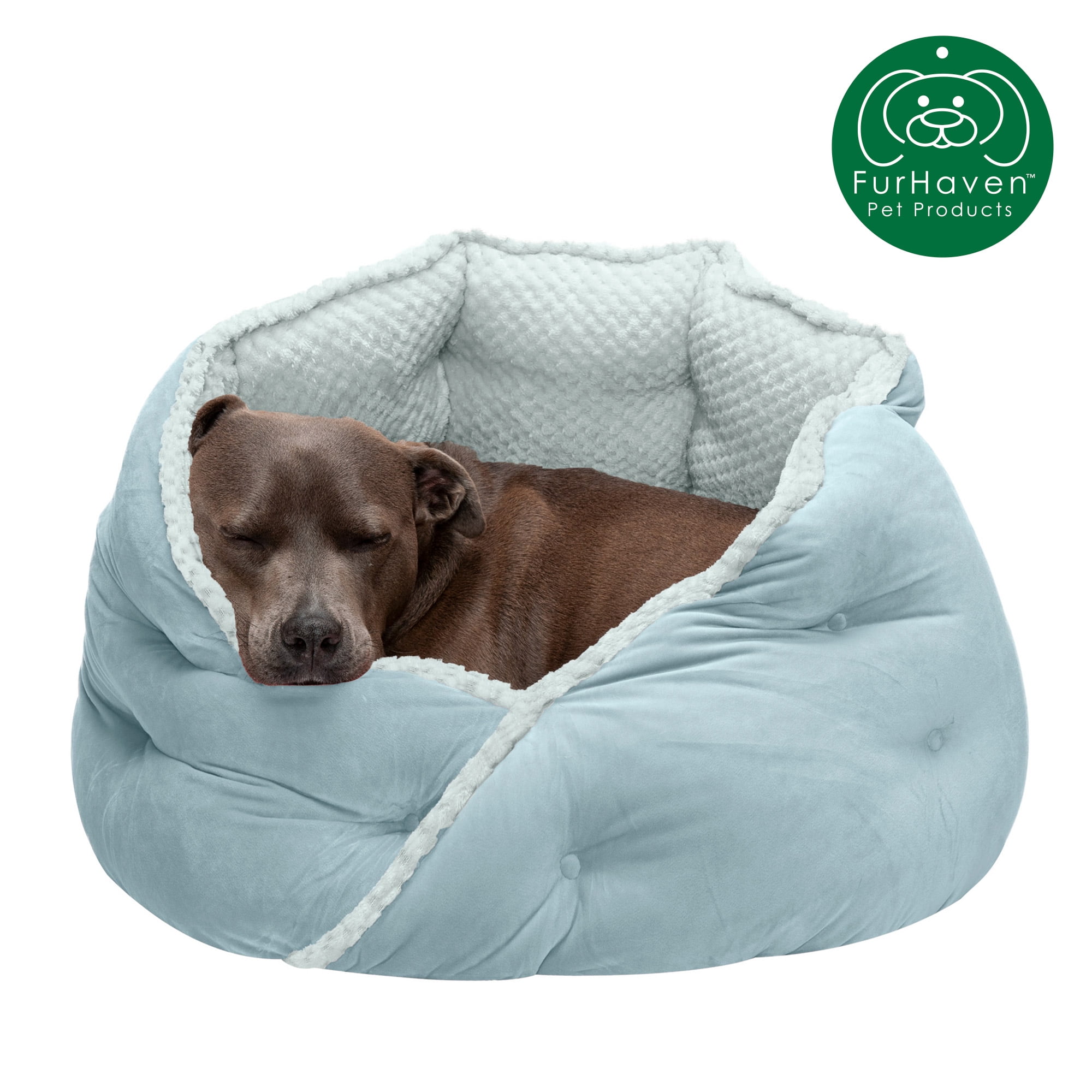FurHaven Pet Products Minky Faux Fur & Velvet Hug Bed for Dogs & Cats