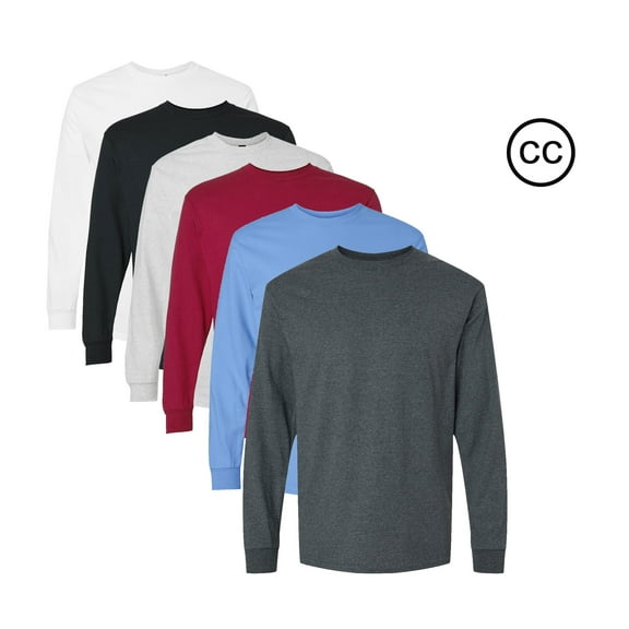 Gildan - Ultra Cotton Long Sleeve T-Shirt | Long Sleeve Tee For Men | 100% Cotton | Mix Color | Pack of 6 | S Size