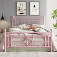 thumbnail image 2 of Einfach Full Size Heavy Metal Bed with Vintage Headboard Pattern, Pink, 2 of 7