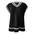thumbnail image 5 of RMGVDSD Womens Tops V Neck Oversized Sweaters Vest Sleeveless Knit Pullover Striped Sweater Casual Tennis Top Solid Color Loose Fit Basic Pullover Top /Black, 5 of 6