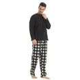 thumbnail image 2 of LANBAOSI Men Fleece Plaid Pajamas Set Comfy Sleepwear 2-piece Size L, 2 of 7
