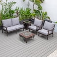 thumbnail image 6 of LeisureMod Walbrooke Modern Aluminum 5-Piece Patio Conversation Set with Outdoor Square Fire Pit Table & Side Table Tank Holder And Grey Cushions, 6 of 19