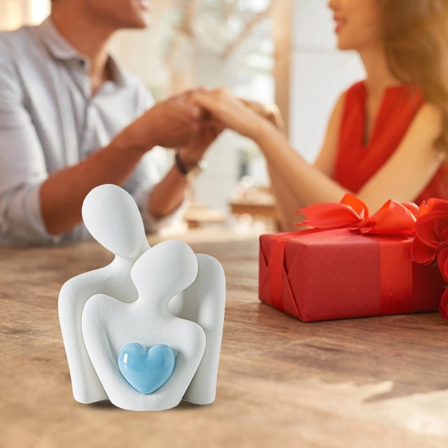 Adornos de cerámica para San Valentín, adornos de pareja, figuritas de cerámica, vitrina, estudio, sala de estar, regalo de San Valentín, adornos de cerámica