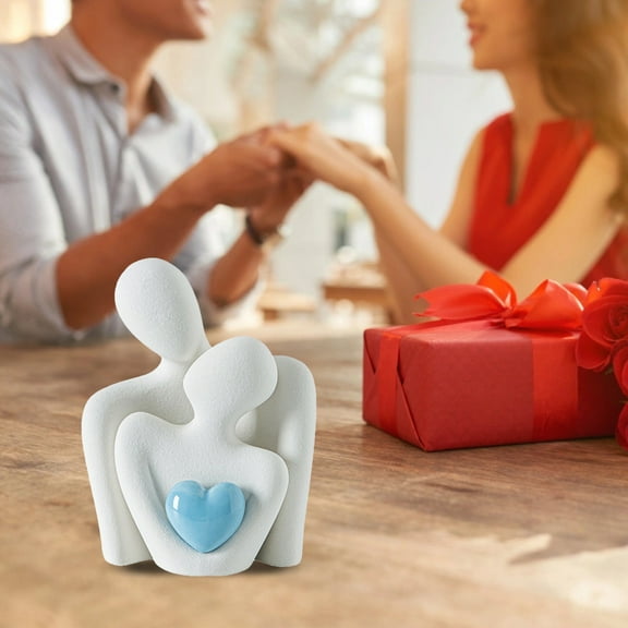 Costeam Valentine's Day Couple Ceramic Figurine Ornaments, Entrance Wine Cabinet Study Living Room Decor, Romantic Gift for Lovers