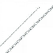 14K White Gold 3.1mm Cuban Concave Chain : 16"