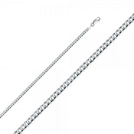 14K White Gold 3.1mm Cuban Concave Chain : 16"