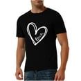 thumbnail image 2 of EQWLJWE Mens Short Sleeve Basic Tops Valentine's Day Casual Short-sleeved Solid Color Love Printed T-shirt, 2 of 5