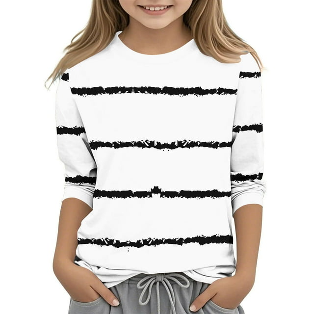 Zpanxa T-Shirts Garçons Imprimé d'Intérêt Manches 3/4 Col Rond Haut T-Shirts Graphique Amusant avec Polyester Spandex 5 Ans