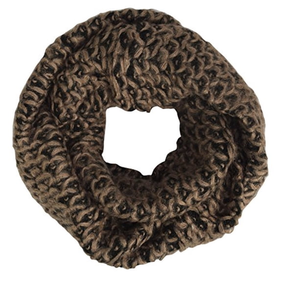 Peach Couture Chevron Design Hand Knit Multicolor Thick Chunky Versatile Infinity Loop Scarves (Tan)