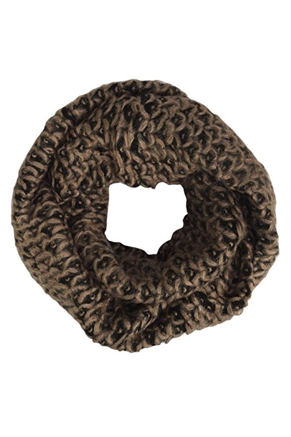 Chevron Design Hand Knit Multicolor Thick Chunky Versatile Infinity Loop Scarves (Tan)
