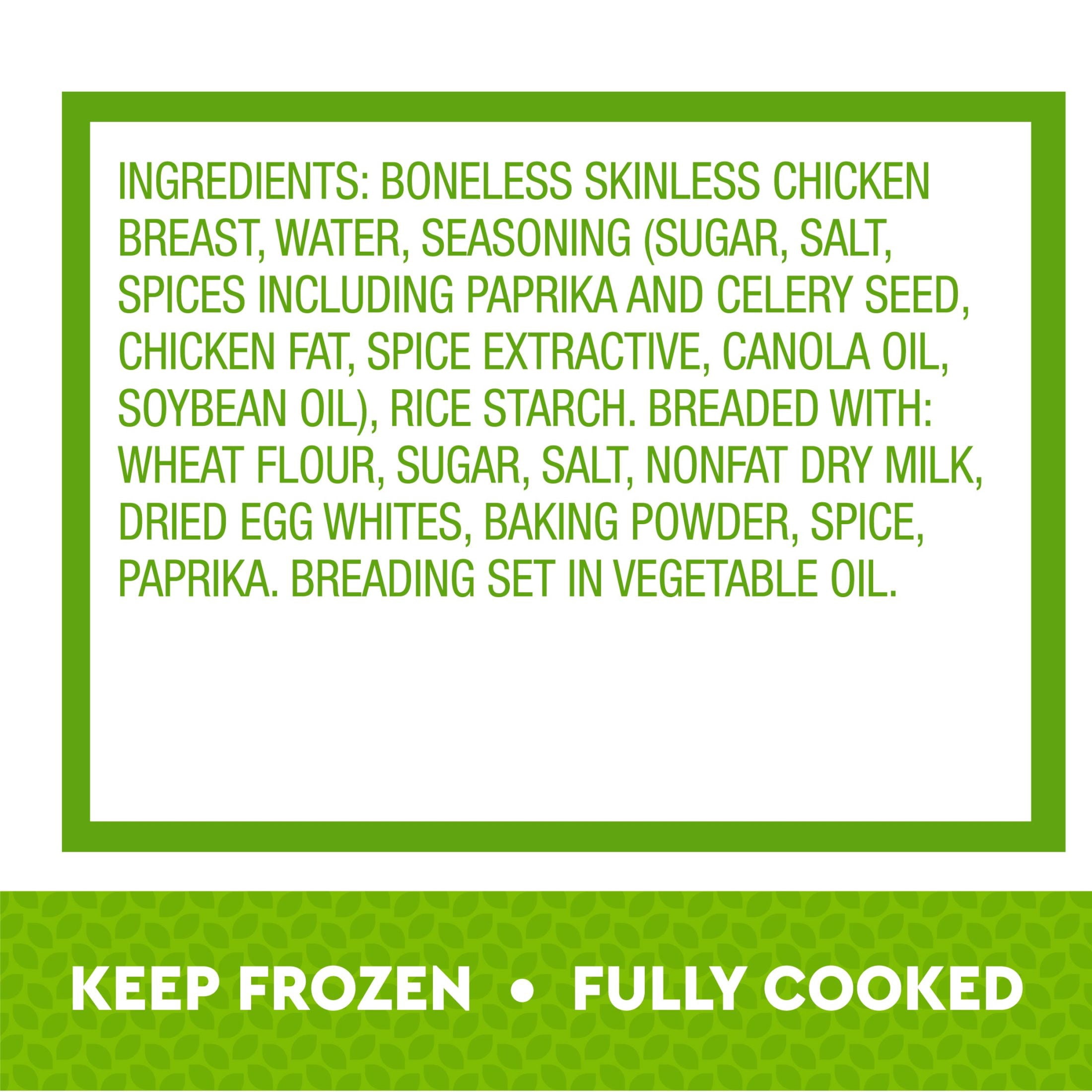 Just Bare Fully Cooked Lightly Breaded Chicken Breast Original Fillets 12 lb, 22g of Protein, Serving Size 1 Pieces