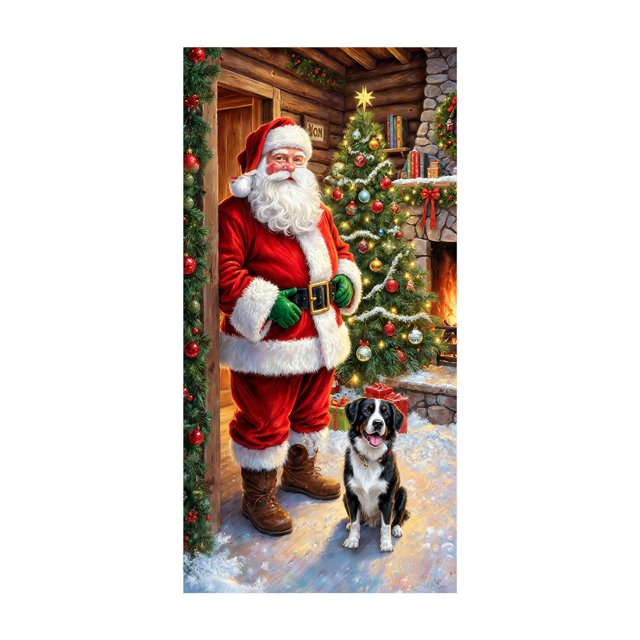 Décorations de Noël Intérieures 35 X 72 Pouces, Rideau de Porte de Noël, Décoration de Fête de Noël