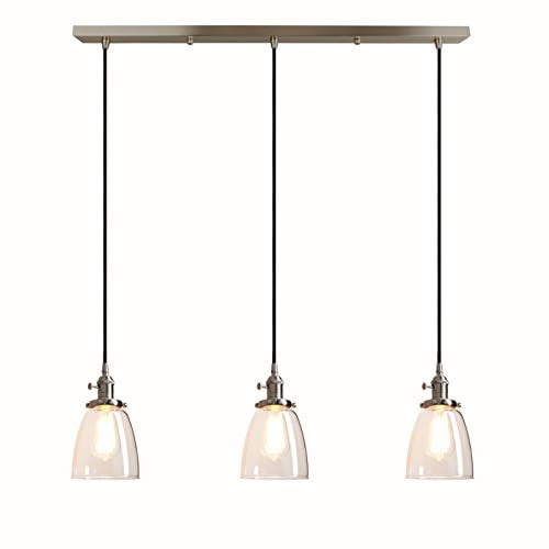 Pathson Industrial 3 Light Pendant, Clear Glass Pendant Light Replacement Shades