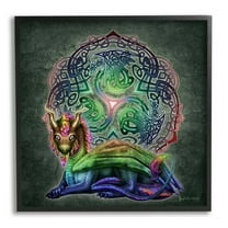Stupell Industries Dragon on Celtic Pattern Fairy Tales & Fantasy Painting Black Framed Art Print Wall Art, 24 x 24