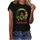 thumbnail image 1 of Tops de Manga Corta para las Mujeres de Ajuste Suelto, Día de la Independencia Negro Impreso, Cuello Redondo Suelto Superior, 1 of 4