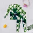 thumbnail image 2 of Xijirk Kids St Patricks Day Homewear Set Long Sleeve Cartoon Print Top Pants Pajamas Cozy Loungewear Nightwear Holiday Theme Comfortable Sleepwear,2-3 Years,Dark Green, 2 of 3