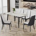 thumbnail image 2 of 5 Piece Dining Table Set,Faux Marble Dining Table Set for 4,White Imitation Marble Pattern Dinner Table and Black&White PU Leather Upholstered Kitchen Chairs for Living Room, 2 of 18