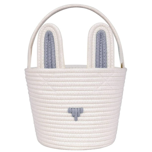 Cesta de Pascua para niños y bebés, cesta de Pascua para bebé con asa, cesta vacía para huevos de conejito, cestas de Pascua para niños, niñas, bebés, cesta de regalo de Pascua personalizada.
