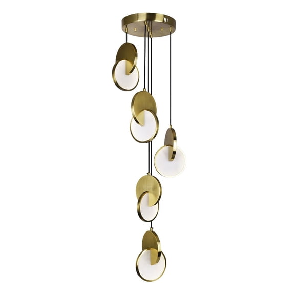 CWL Lighting Tranche 18" Rectangular Canopy Metal LED Pendant in Brushed Brass