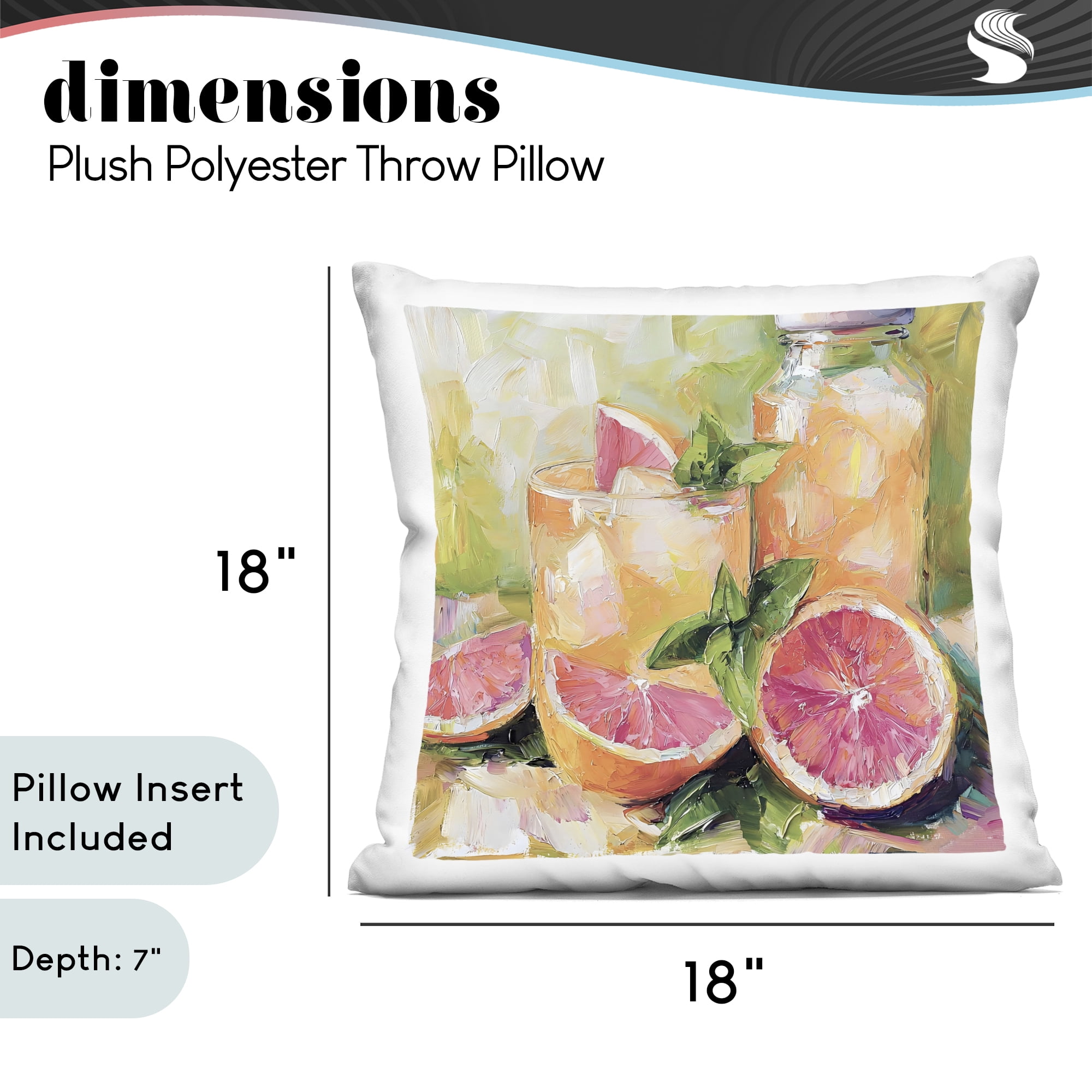 Stupell Industries Grapefruit Summer Refreshment Decorative Printed Throw Pillow, design by Riley B, 18 x 7 x 18