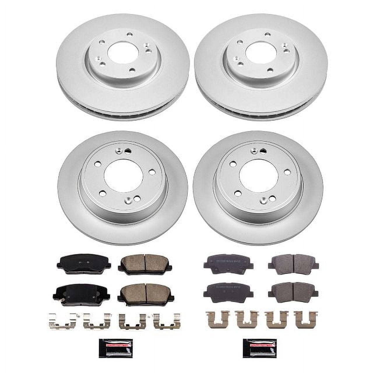 PowerStop Front and Rear Geomet Coated Brake Rotor and Pad Kit Fits: HYUNDAI Select Models CRK8890