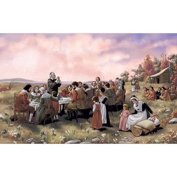 Jigsaw Puzzle for Adults, The Meaning of Thanksgiving Historical Scene Art, 1000 Piece Wooden Puzzle, Traditional Holiday Theme for Reflective Home Activity