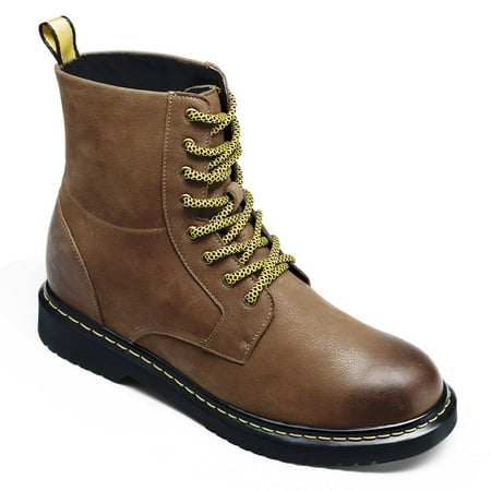 

CMR CHAMARIPA Elevator Shoes Boots Brown Leather Men s Boot Mens Lace Up Height Increase Elevator Boots - 8 CM / 3.15 Inches
