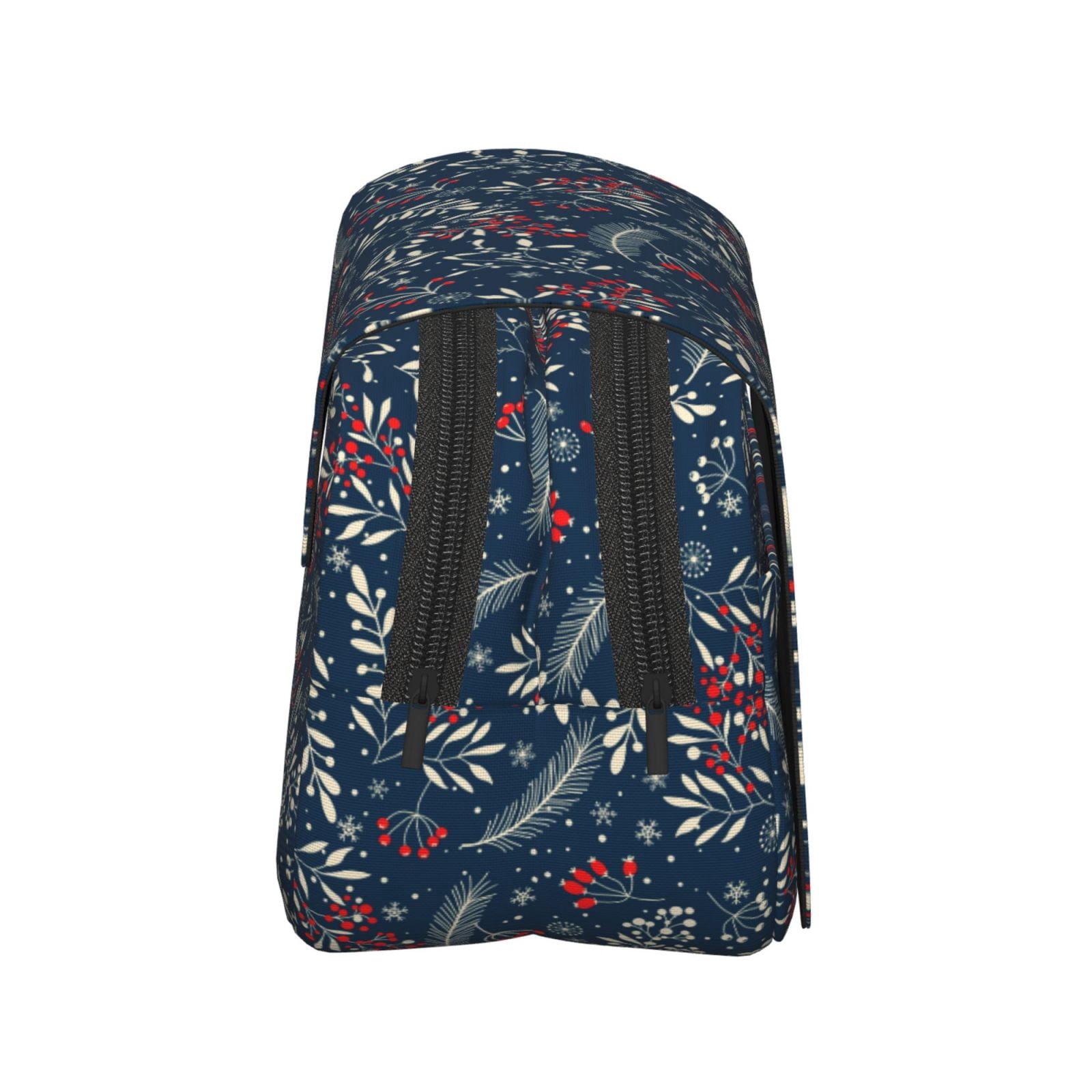 Rateoe Merry Christmas Winter Leaves Snowflakes Pattern Double Clamshell Pen Case, Storage Organizer with Two Zipper Compartments– Holds Up to 50 Pencils & Pens