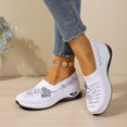 thumbnail image 2 of Rokment Womens Butterfly Embroidered Ortho Walking Shoes Ethnic Retro Casual Knit Comfortable Arch Support Platform Wedge Slip on Driving Nursing Loafers Tennis Non Slip Work Sneakers White Size 8, 2 of 8
