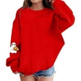 thumbnail image 4 of Spazoro Toddler Girls Swearshirts, Fall Winter Long Sleeve Crew Neck Halloween Print Casual Pullover Tops for Girls Red Size 9 T, 4 of 5