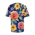 thumbnail image 5 of Camiseta de Cuello Redondo de Manga Corta con Impresión Floral para las Mujeres, Blusa de Poliéster Suave de Estilo de Vacaciones para el Uso Diario de Primavera Y Otoño, 5 of 5