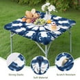 thumbnail image 4 of Blue Tie Dye Star Pattern Square Fitted Tablecloth with Elastic Edge,Square Table Cover,Washable Elastic Table Cover for Home Kitchen Party Decor 34"x34", 4 of 6
