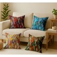 thumbnail image 3 of Multicolor Cotton Cushion Covers by Vargottam - Set of 4, 18x18 Inch, Dual-Sided Print, Hidden Zipper Closure - Ikat Print, 3 of 7