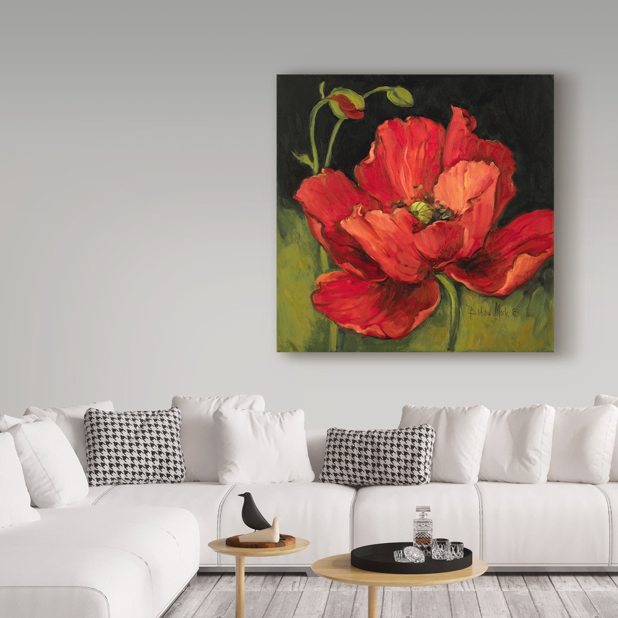Trademark Fine Art Barbara Mock Poppy Blossom 18"x18” Canvas Art Prints