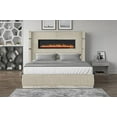 thumbnail image 3 of Queen Size Upholstery Wooden Bed Frame with Ambient Lighting in Beige (No Box Spring Needed for Main Bedroom), 3 of 6